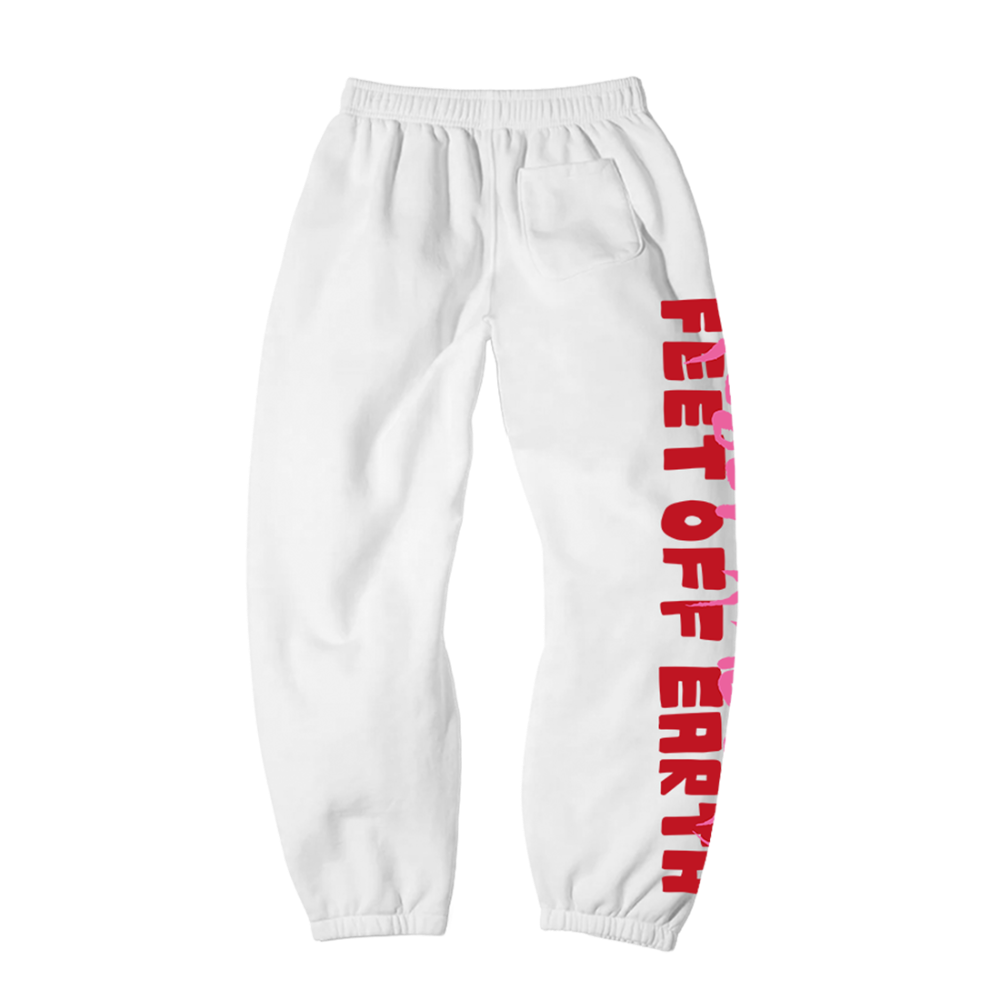 REBEL RAGERS FEET ON EARTH SWEATPANTS BACK